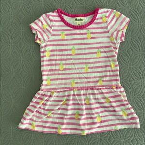 Hatley Pink and White Striped Dress/ tunic with Pineapple Print